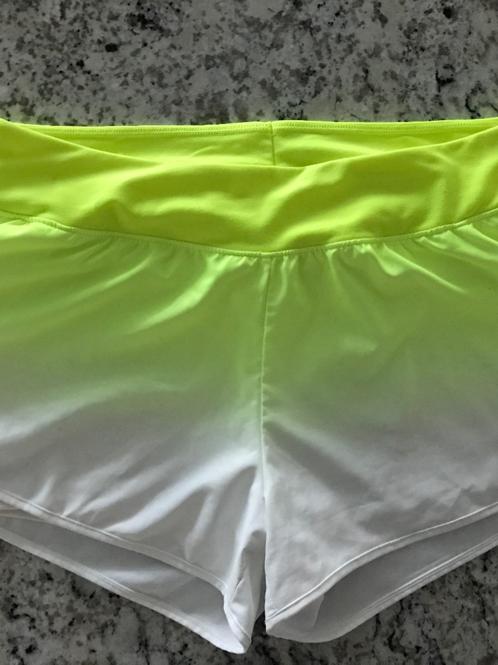 Neon yellow lemon Nike dri-fit running shorts lined under biker shorts L